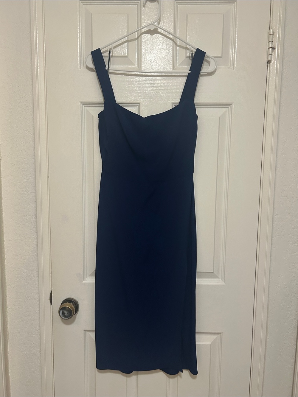 Reformation Navy Square-Neck Midi Dress